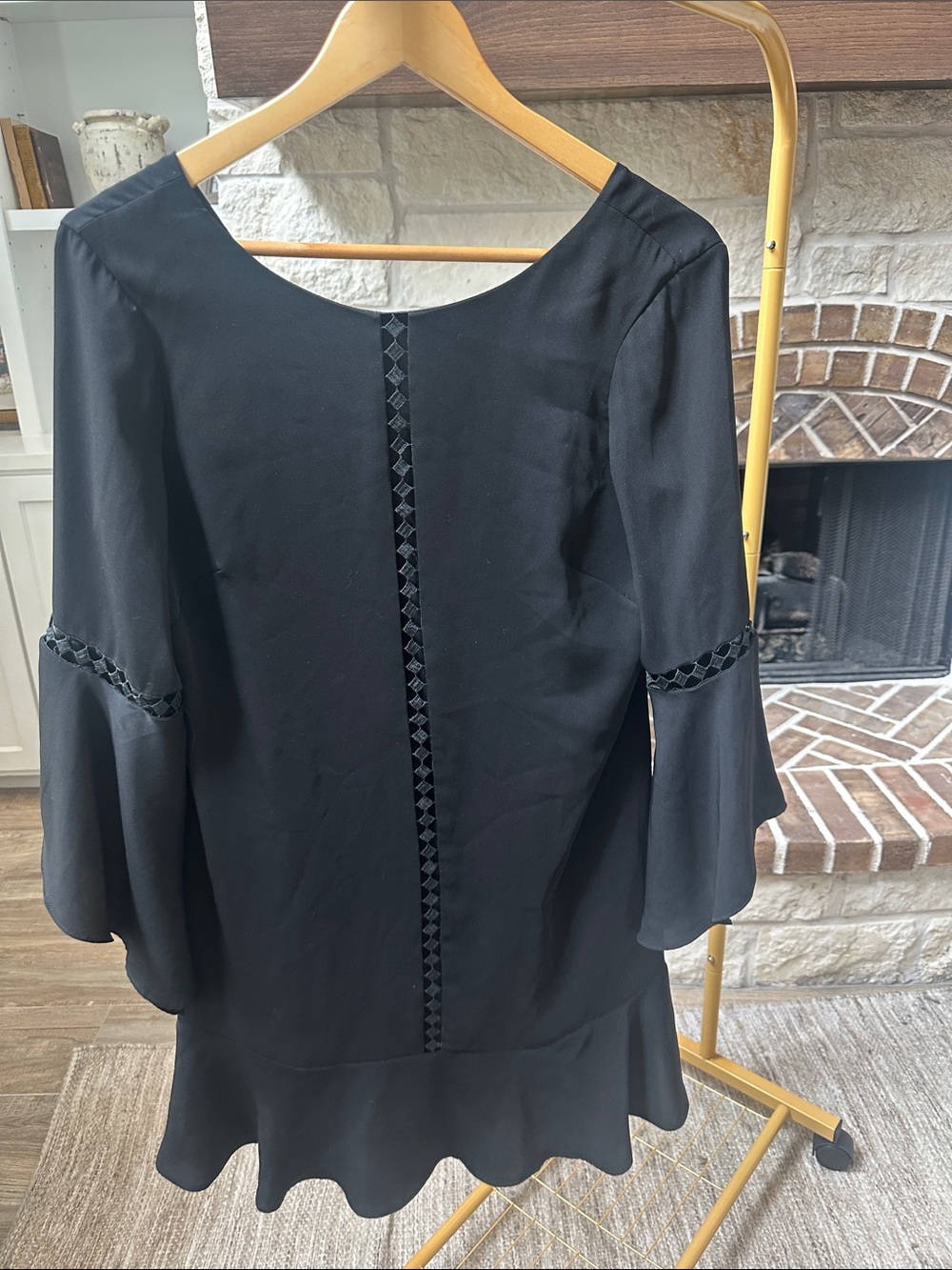 White House Black Market Black Long-Sleeve Bell Sleeve Dress